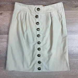 Anthropologie Cream Button-Front Skirt